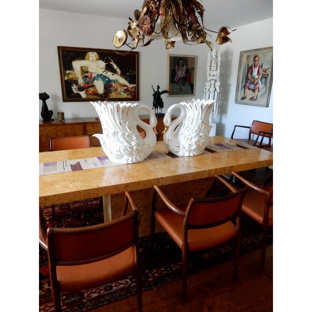 Ceramic Vintage Venetian Life Size Swan Vessels by Bassano, Italy - A Pair For Sale - Image 7 of 10