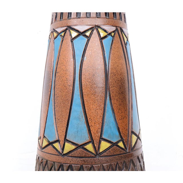 Textile Vintage Ceramic Floor Lamp by M. Zawadzki for Tilgmans Sweden, 1965 For Sale - Image 7 of 17
