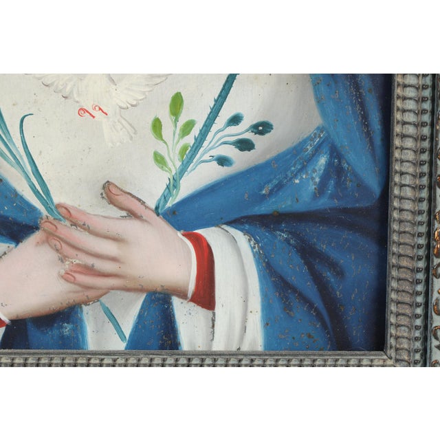 Our Lady of the Dove, Oil on Tin, 19th Century For Sale - Image 10 of 15