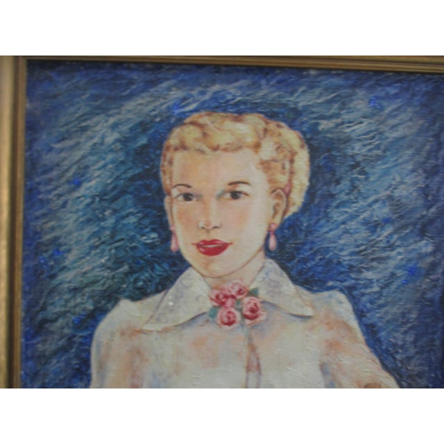 Impressionist Vintage Mid Century Signed L L Scoggins Portrait of Grace Kelly For Sale - Image 3 of 11