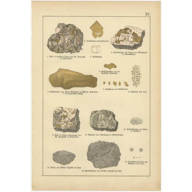 Antique Mineralogy Chromolithographs of Gold, Silver and Copper, 1888, Set of 3 For Sale - Image 3 of 9