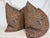 Custom pair of 22" pillows covered in Lee Jofa "Atlas" in rust/navy chenille fabric. These pillows have tapered corners to...