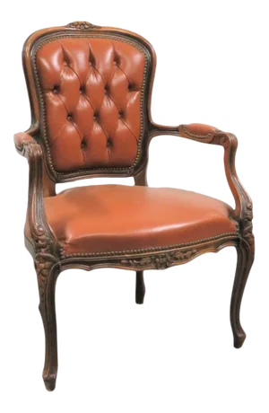 Late 20th Century Chateau d'Ax Louis XV Leather Chair