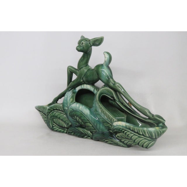 1950s Mid Century Modern Phil Mar Deer Tv Lamp Planter Green Ceramic Works 4501b For Sale - Image 4 of 15