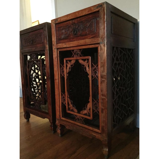 Late 19th Century Late 19th Century Antique Chinese Carved Side Tables, Qing Period - 2 Pieces For Sale - Image 5 of 10