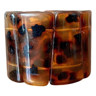 Vintage Faux Tortoise Bakelite Stretch Bracelet For Sale