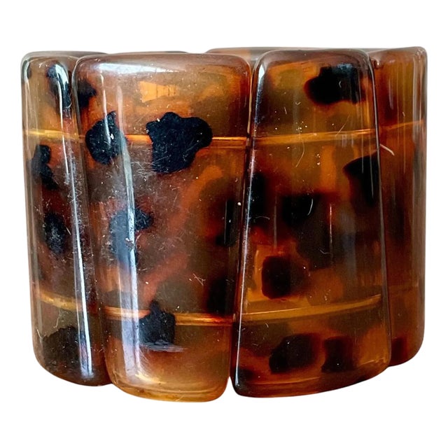 Vintage Faux Tortoise Bakelite Stretch Bracelet For Sale