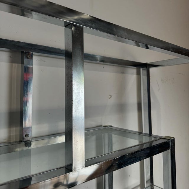Glass Mid Century Modern Chrome and Glass Etagere For Sale - Image 7 of 8