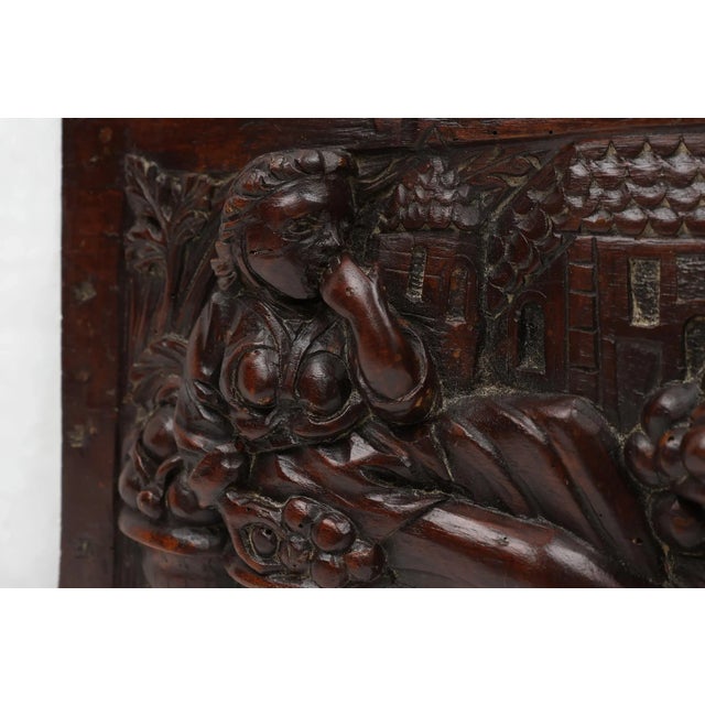 Wood Gothic Hand Sculpted Panel in Oak, Belgium, 17th Century For Sale - Image 7 of 11