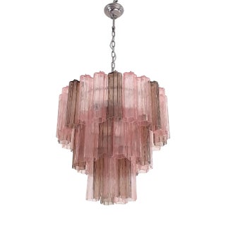 Fume and Pink Tronchi Murano Glass Chandelier by Simoeng for Simoeng For Sale