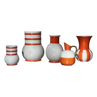 Art Deco Sculptural Ceramic Vases from Carstens Gräfenroda, Germany, 1930s, Set of 5 For Sale