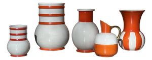 Art Deco Sculptural Ceramic Vases from Carstens Gräfenroda, Germany, 1930s, Set of 5