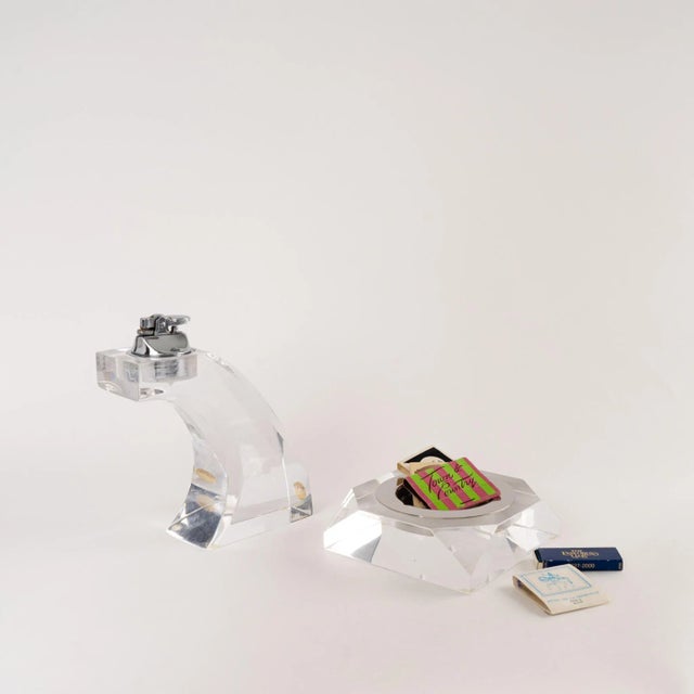 Vintage Astrolite Lucite Geometric Table Lighter and Ashtray Set For Sale - Image 12 of 12