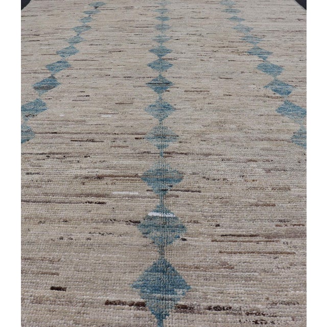 Textile Tribal Modern Rug by Keivan Woven Arts, Cream & Lt Blue 5'9 X 9'3 For Sale - Image 7 of 13