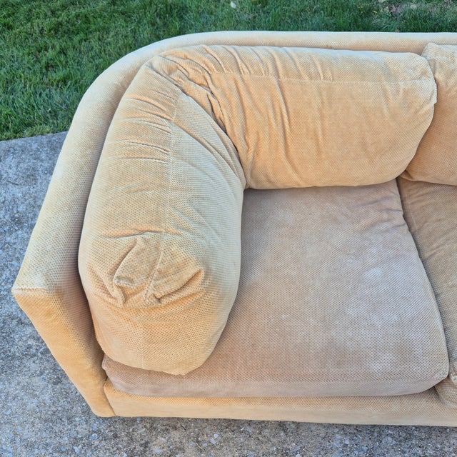 Swaim Pair of 1980s John Mascheroni for Swaim Postmodern Curved Back Playpen Style Love Seats For Sale - Image 4 of 16