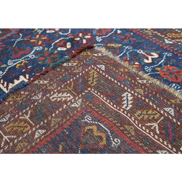 Not southwest Persian, but likely a SE Persian tribal creation with excellent indigo blues, both royal and cerulean. Three...