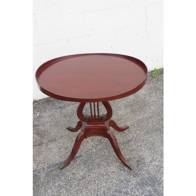 1940s Mahogany Oval Harp Design Claw Feet Side End Table For Sale - Image 14 of 14