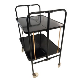 Mid Century Metal Foldable Bar Cart For Sale