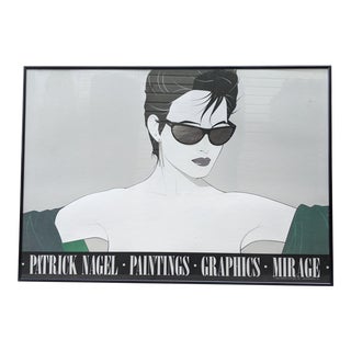 1980s Patrick Nagel Woman with Sunglasses Poster, Framed For Sale