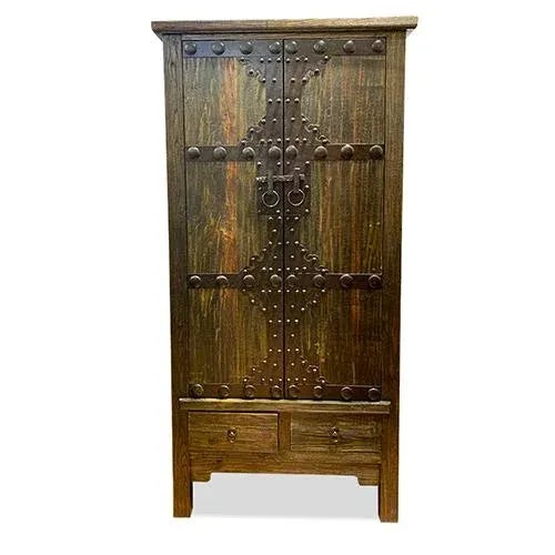 1970s 1970s Asian Iron Doors Tall Cabinet For Sale - Image 5 of 5