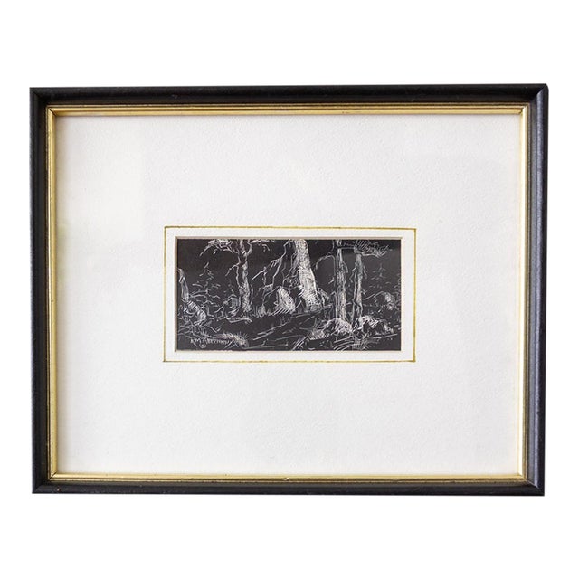 California Landscape Etching by Ruth Abernethy of Green Valley Lake For Sale