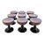 1960s 9 Carlo Moretti Amethyst cased glass coupe glasses // eggplant or raisin colored blown glass // purple and white colored glass stemware For Sale