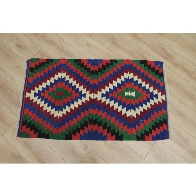 1980s 1980s African Red Blue Ikat Small Rug For Sale - Image 5 of 13