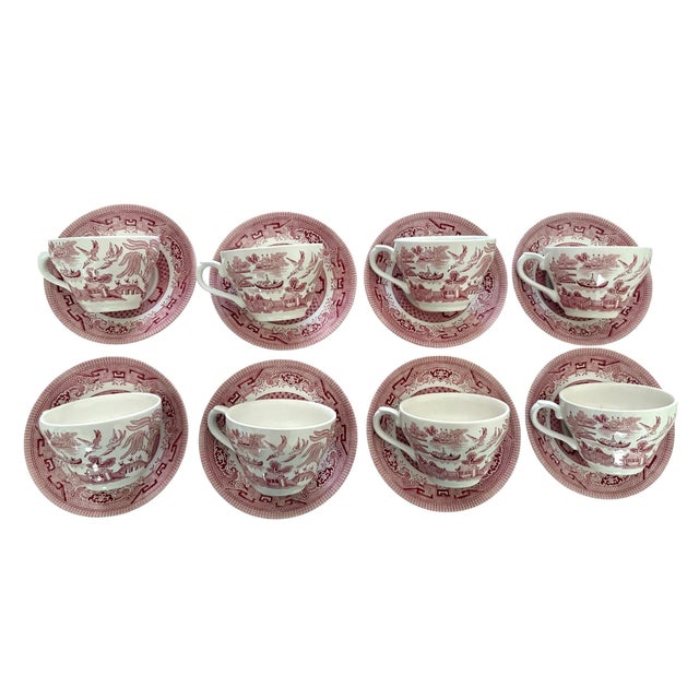 Churchill Vintage Pink Willow Rosa Chinoiserie Dinner Set Made in England - A Set of 38 Pieces For Sale - Image 4 of 12