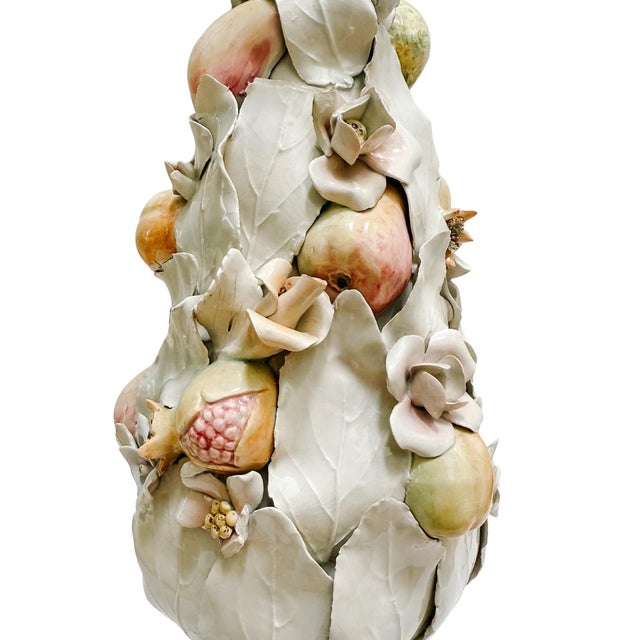 Mid-Century Italian Porcelain Pastel Fruit Topiaries & Table Lamp Conversions by Ardalt For Sale - Image 9 of 18