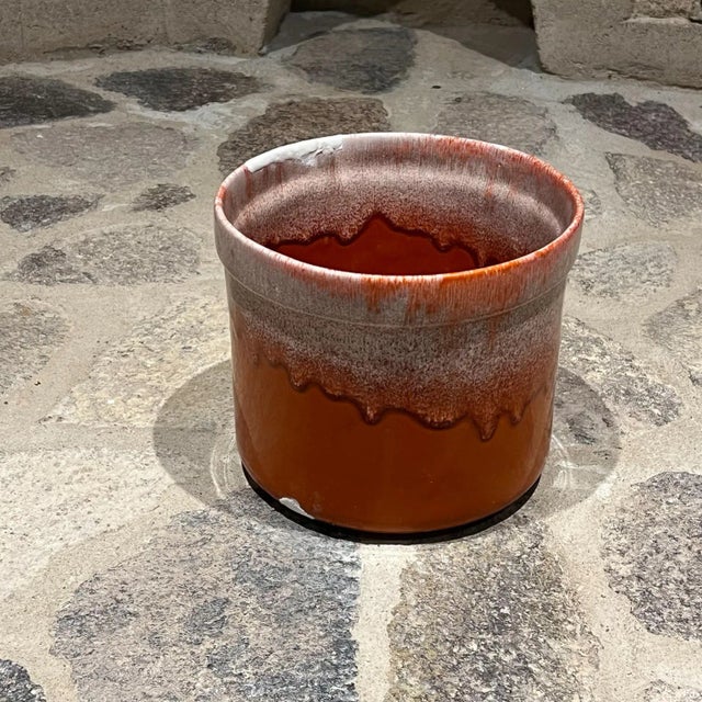 1960s Architectural Pottery Orange Drip Glaze Planter For Sale In San Diego - Image 6 of 8