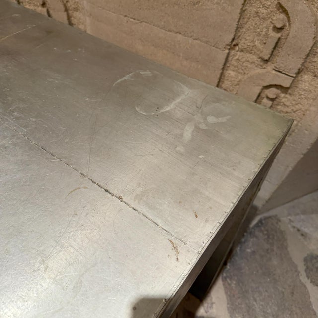 Gray Parsons Metal Wrapped Desk Writing Table Modern For Sale - Image 8 of 9