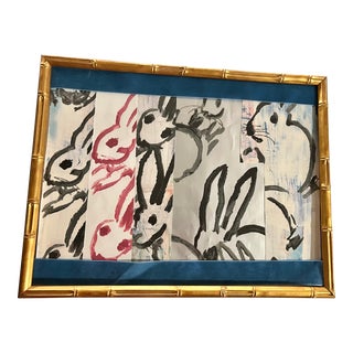 Hunt Slonem Bunnies Contemporary Repro Print, Framed For Sale