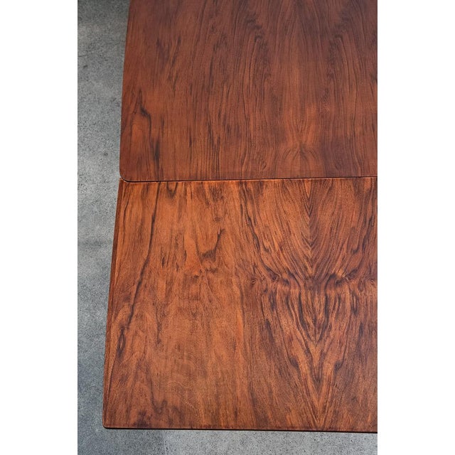 Wood Mid Century Modern Dining Table Drop Leaf Walnut Compact Leaf X2 Vintage 1960s For Sale - Image 7 of 11