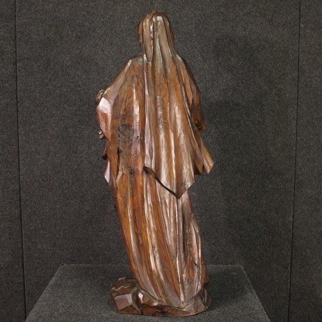 Wood French Artist, Religious Sculpture of Madonna, 1850, Pearwood For Sale - Image 7 of 13