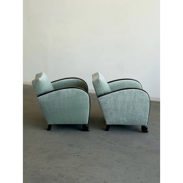 1960s Arched Chairs in Mint Blue Mohair For Sale - Image 9 of 15