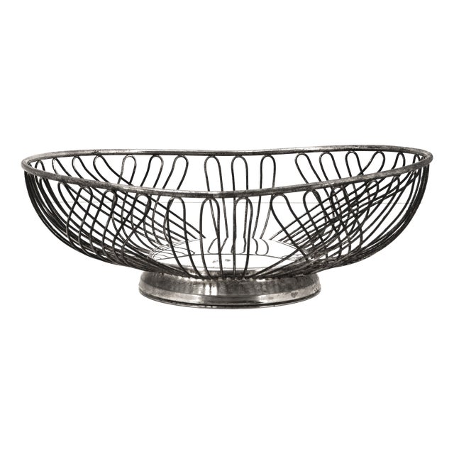Mid-Century Modern Wire Basket with Silver Plating, 1950s For Sale