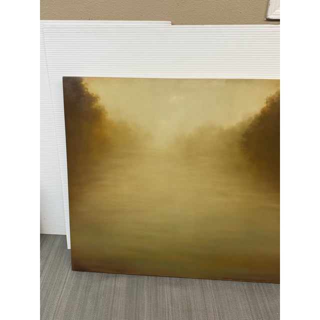Wood Aondrea Maynard Evening's Gold Oil on Wood Painting, Original For Sale - Image 7 of 12