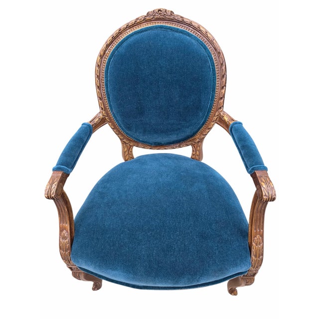 Antique French Louis XV and Louis XVI Style Armchairs Newly Upholstered – Set of 2 For Sale - Image 12 of 12