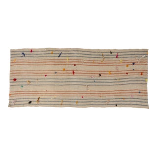 Turkish Neautral Vintage Wool Kilim Runner For Sale