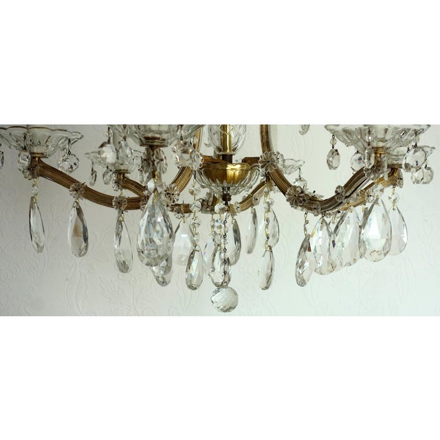 Gold Maria Theresia Chandelier in Brass and Crystal from Palwa, 1960s For Sale - Image 8 of 14