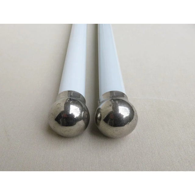 Nickel-Plated and White Glass Towel Racks, France, 1920s For Sale - Image 4 of 12