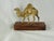 Late 20th Century Moroccan Brass Camel on Wooden Display Stand For Sale - Image 4 of 9