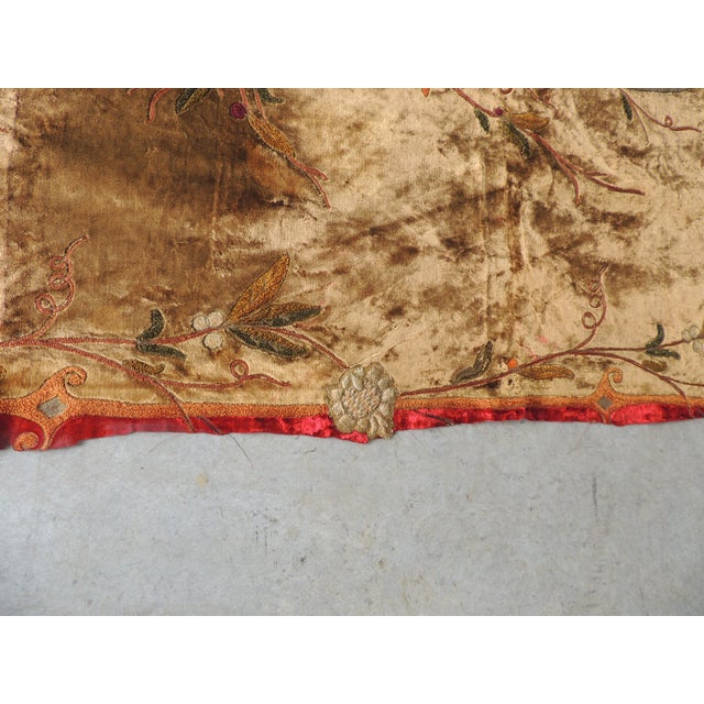 Textile 19th C. Arts and Crafts Style Embroidered Silk Velvet Portiere For Sale - Image 7 of 9