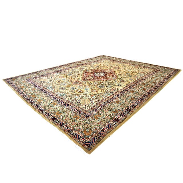 1930s Antique Persian Tabriz 10x13 Tan, Taupe, & Gold Handmade Area Rug #1143243 For Sale - Image 5 of 10