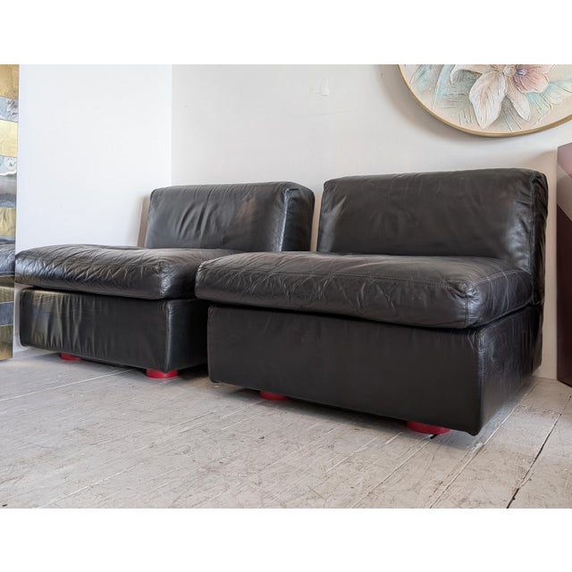 Black Mid-Century Leather Lounge Chair by De Pas Durbino & Lomazzi for Zanotta, Italy, 1970s For Sale - Image 8 of 17