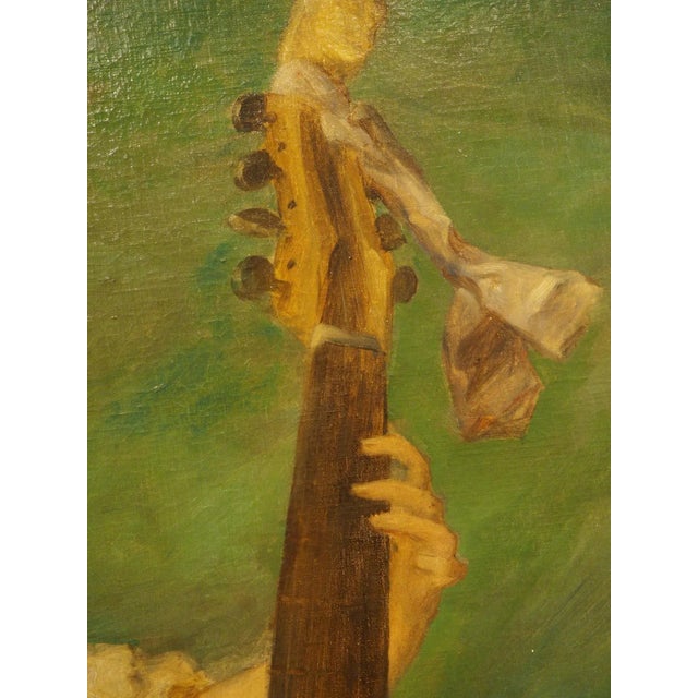 19th Century French Overdoor Painting, the Cellist For Sale - Image 11 of 12