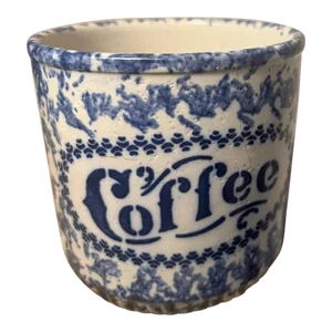 Rare 19Thc Sponge Ware Coffee Canister