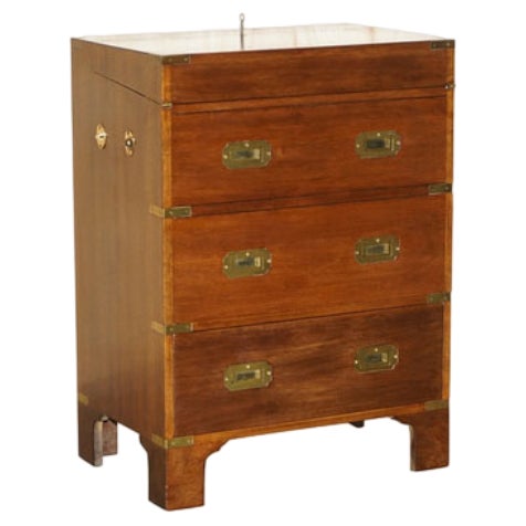 Military Campaign Hardwood Drinks Cabinet, 1920s For Sale