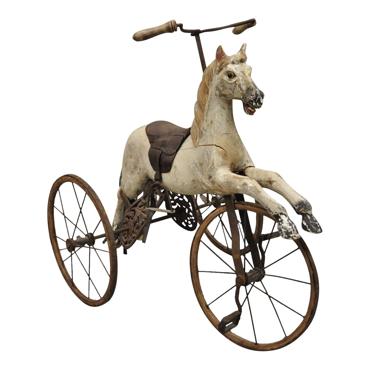 Vintage Carved Wood Hobby Horse Wooden Tricycle Bike Bicycle Chairish