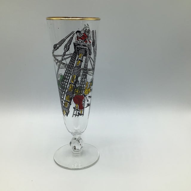Treasure Island Pirate Ship Pilsner Glasses Made by Libbey - Set of 7 For Sale - Image 9 of 12
